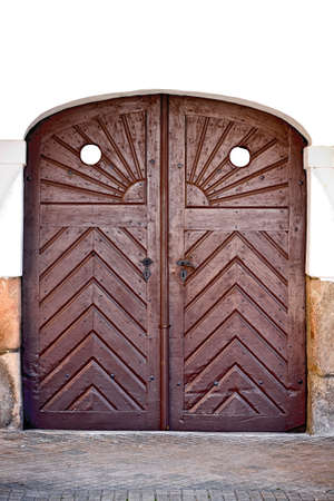 Old outside gate on white backgroundの写真素材