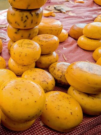 Market place with natural cheese in Hollandのeditorial素材