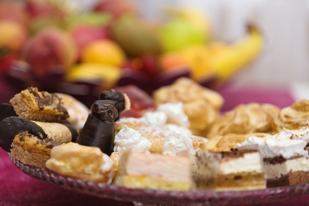 different kinds of desserts on a plateの写真素材