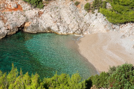 Beautiful little cove by the sea on the island of Hvarの写真素材