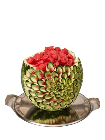 Watermelon carving isolated on white background の写真素材