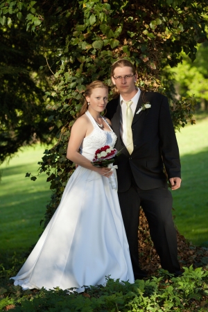 Beautiful young couple on their wedding day の写真素材