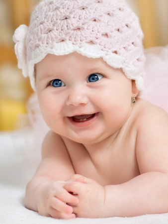 Portrait of beautiful blue-eyed girlの写真素材