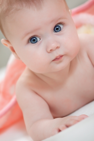 Portrait of beautiful blue-eyed girlの写真素材