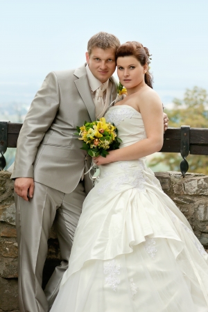 Beautiful young couple on their wedding day の写真素材