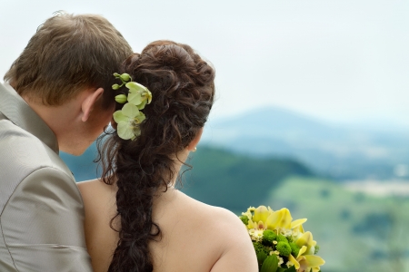 Beautiful young couple on their wedding day の写真素材