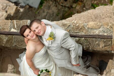 Beautiful young couple on their wedding day の写真素材