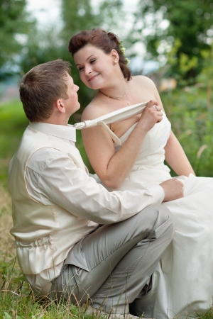 Beautiful young couple on their wedding day の写真素材