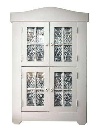 Decorative Front door cabinets with curtains isolated on white backgroundの写真素材