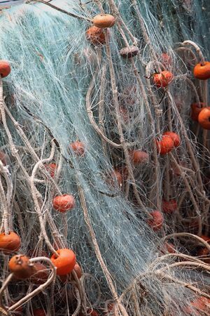 White fishing nets, Fishing net detail の写真素材