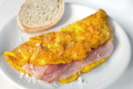 Omelette with ham and cheeseの写真素材