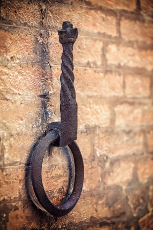 Hanging ring in the wall in Siena, Tuscany Italy. Small focusの写真素材