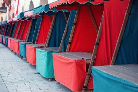Color empty stalls in row の写真素材