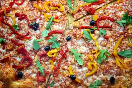 authentic Italian homemade vegetable pizzaの写真素材