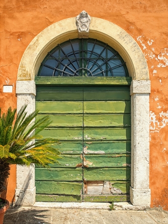Old door of tuscany in Italyの写真素材