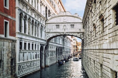 View of the famous Bridge of Sighs in Veniceの写真素材