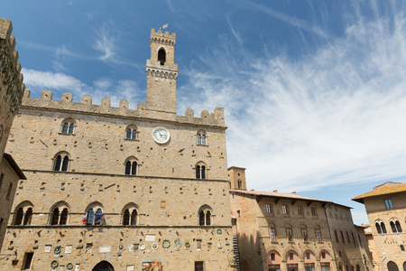 Historic buildings on the Square - Piazza dei Priori, Volterra Tuscany Italyのeditorial素材