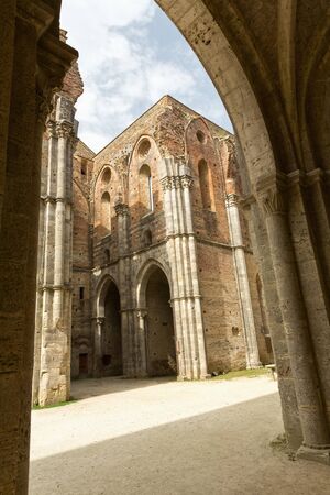 Cistercian convent built in the 12th-century, 30 km southwest of the city of Siena, Tuscany, Italyの写真素材