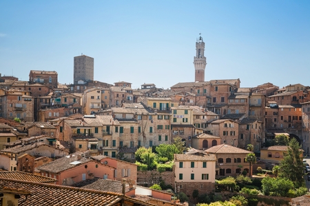 View of the historical part of the city of Siena in Tuscany - Italyの写真素材