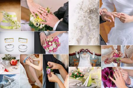 Wedding theme collage composed of different details  imagesの写真素材
