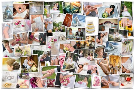 Wedding theme collage composed of different imagesの写真素材