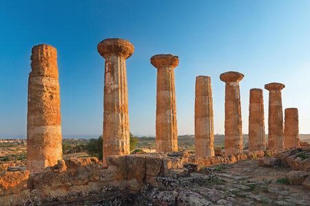 The temple of heracles in the Valley of the Temples, Agrigento, Sicily island, Italy.の写真素材