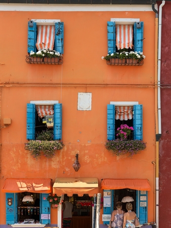 Colorful houses taken on Burano island , Venice, Italy in summer time. Positive color makes beautiful background from them.のeditorial素材