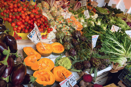 Fresh and organic vegetables at farmers marketの写真素材