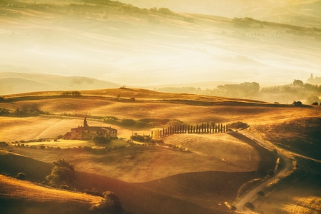 Scenic view of typical Tuscany landscapeの写真素材