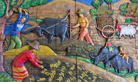 Sandstone sculpture representing rural Thailandのeditorial素材