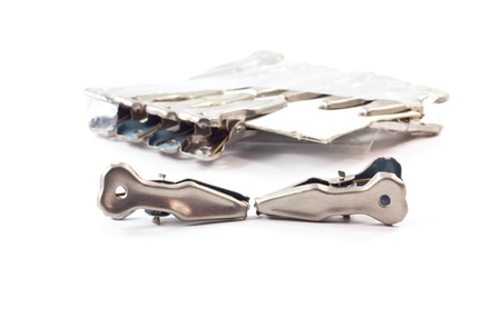 Clothes peg made from aluminum.