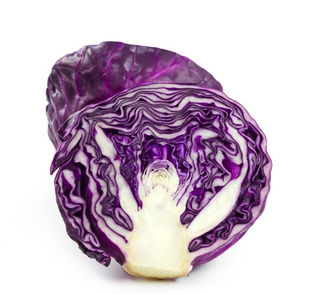 Half a red cabbage on a white background の写真素材