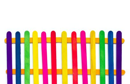 Colorful wood ice-cream stick to create a fence.の写真素材