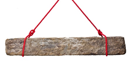 Old weathered wooden sign isolated on a white background の写真素材