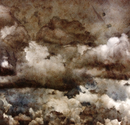 Grunge clouds on recycled paper の写真素材