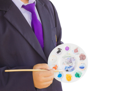 Students in uniform are coloring の写真素材