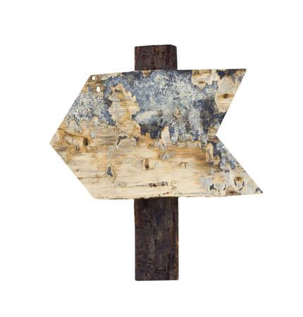 Old weathered wooden sign isolated on a white background 