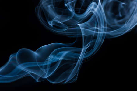 blue abstract smoke isolated on black.の写真素材
