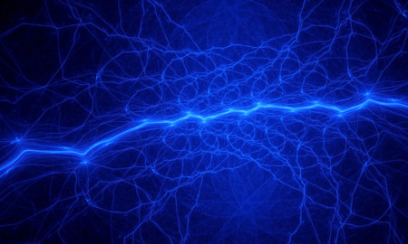 Blue fractals pattern on black.の写真素材