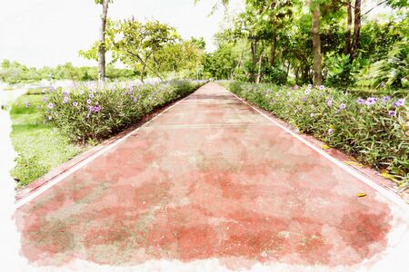 Watercolor painting park.の写真素材