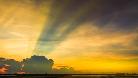 Amazing sky on sunset natural background.