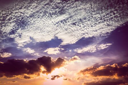 Amazing sky on sunset natural background.