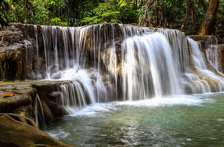 Waterfall landscape Huai Mae Kamin in Thailand.の写真素材