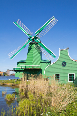 Netherlands, Zaanse Schans, windmillの写真素材