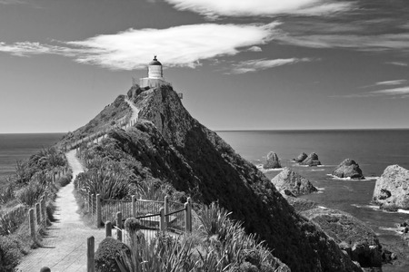 New Zealand, Catlins Coast, Nugget Point, Lighthouseの写真素材