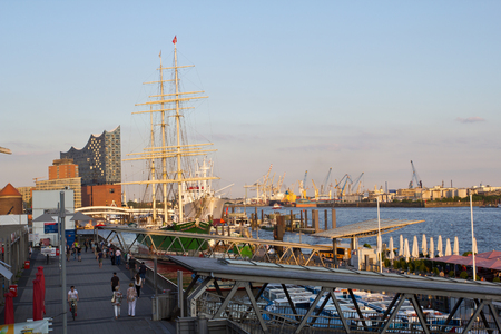 Germany, Hamburg, Landing Bridgesの写真素材