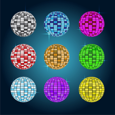 Set of Disco ball vector illustrationのイラスト素材