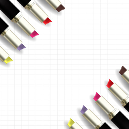 Set of colorful lipstick ads template with white backgroundのイラスト素材