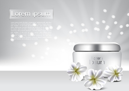 Day & night cream with white jasmine vector cosmetic ads templateのイラスト素材