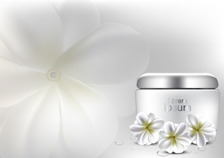 Face moisturizer with white flower background vector cosmetic ads templateのイラスト素材